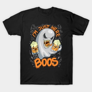 I'm Just Here For The Boos ghost and beer design T-Shirt